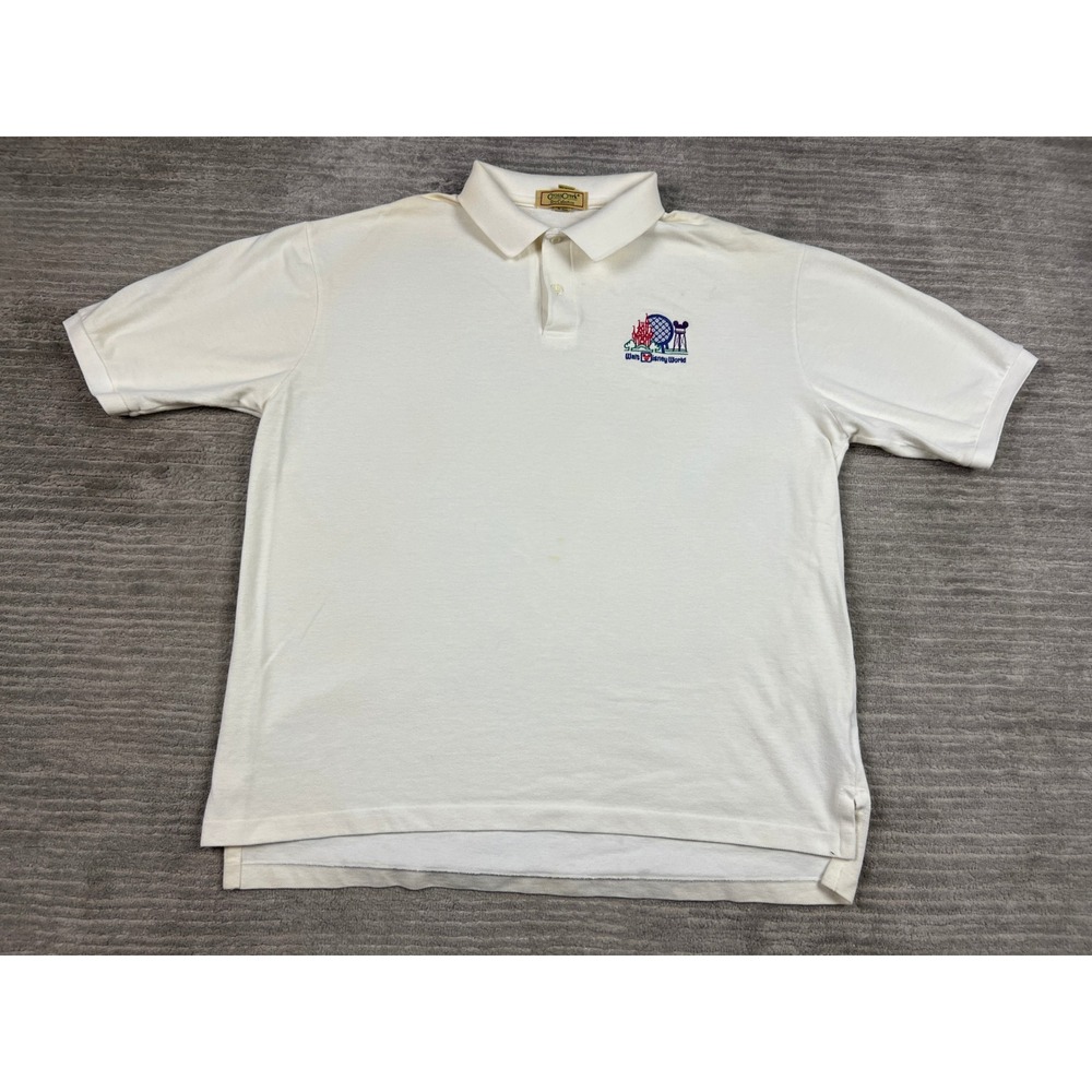Cross Creek Polo Shirt Mens XL White Walt Disney World Vintage Embroidered USA